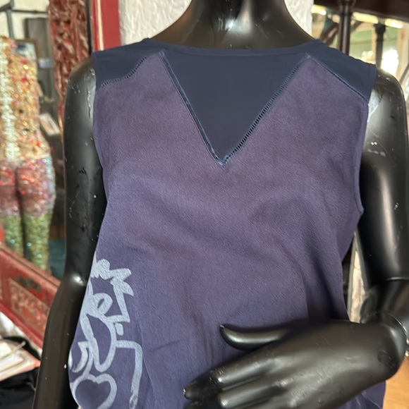 Navy tank dress with French graffiti - Picture 2 of 7